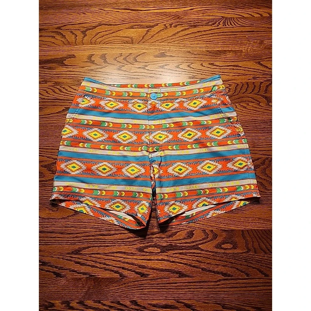 Chubbies‎ Swim Trunks Men's Small Neon Aztec Hybrid Board Shorts 6